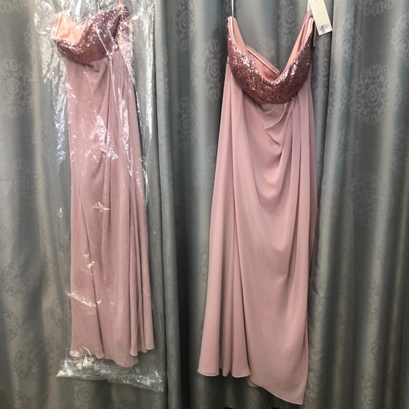 New Dusty Rose Gold Blush Sequin Dress, Aline Bridesmaid Formal Sparkle G&G - Picture 10 of 13